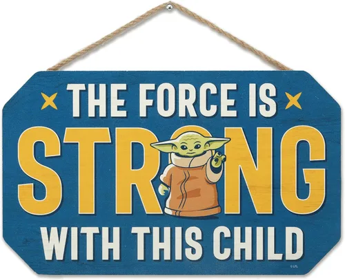 Miniatura 17 de Disney Star Wars: The Mandalorian Baby Yoda Force es fuerte con este pequeño colgante de madera decoración de pared - Grogu, el niño Negro