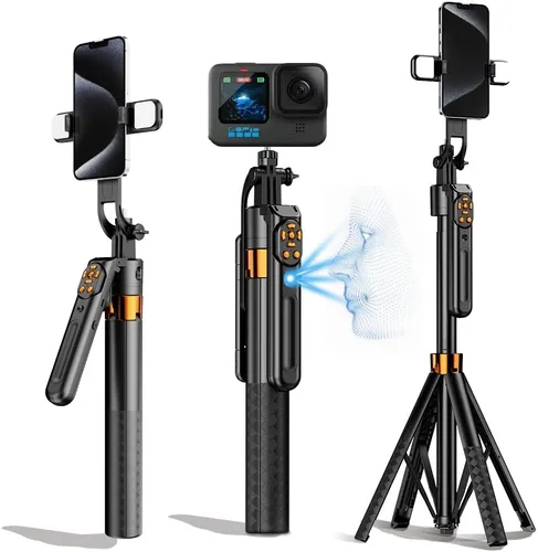 Trípode para selfie de seguimiento automático de 70 pulgadas, rotación de 360°, soporte de trípode extensible para teléfono para selfies, grabación