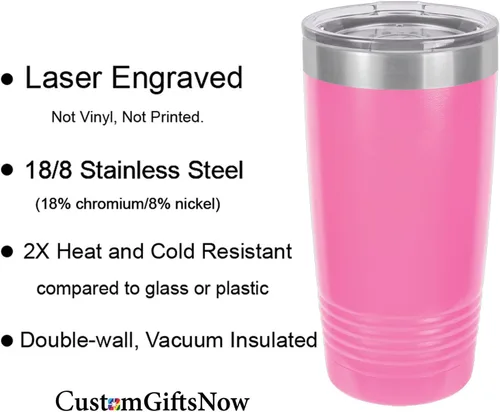 Miniatura 2 de Taza de café personalizable con texto personalizable y grabado láser de 20 onzas Rosado