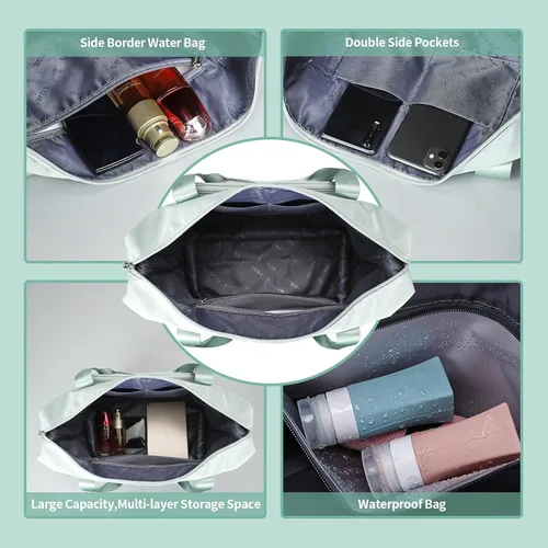 Miniatura 4 de ZGWJ Bolsa de viaje de lona, impermeable, plegable y expandible, bolsa de fin de semana para natación, deportes, gimnasio