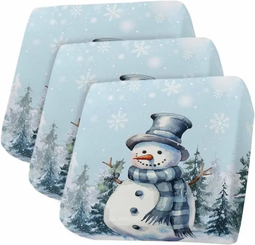 Miniatura 15 de Fundas de cojín para sofá de Navidad con diseño de muñeco de nieve azul, funda elástica para sofá con parte inferior elástica, fundas de sofá