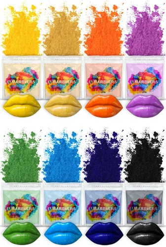 Miniatura 5 de MARBLERS Juego de colorantes en polvo de mica seguros para labios [Nudie 8 colores] Cosmético Pigmento de resina epoxi Tinte No tóxico