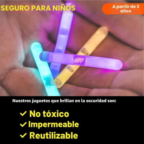 Miniatura 7 de PartySticks Paquete de 200 mini palitos brillantes que brillan en la oscuridad, pequeños, para huevos de Pascua, 5 colores, palos de luz de neón