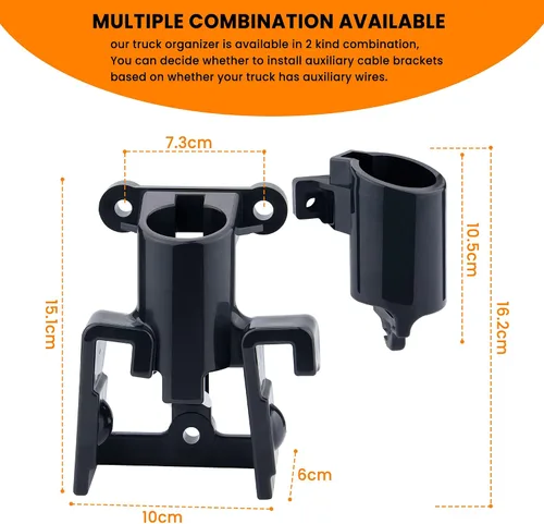 Miniatura 2 de Soporte para Glad Hand, Dazakoot 2 Enchufes y 2 Soportes Glad Hand para Camión Semirremolque, Soporte Organizador para Cable de Freno de Aire