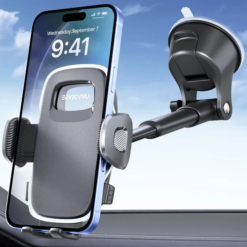 Miniatura 10 de Soporte de teléfono para automóvil, soporte para parabrisas de salpicadero de automóvil, brazo telescópico ajustable de 360° (4.8-7 pulgadas)