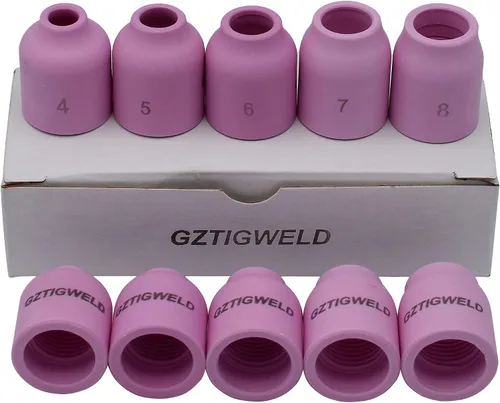10 unids TIG lente gas alúmina boquilla cerámica taza 53n58 53n59 53n60 53n61 53n61s #4 #5 #6 # 7 #8 para la antorcha de soldadura TIG 9 20 25