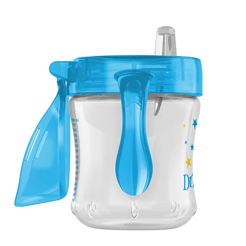 Miniatura 2 de Dr. Brown's Milestones - Vaso entrenador con boquilla suave y asas, color azul estrella, sin BPA, 6 oz/180 mL, a partir de 6 meses