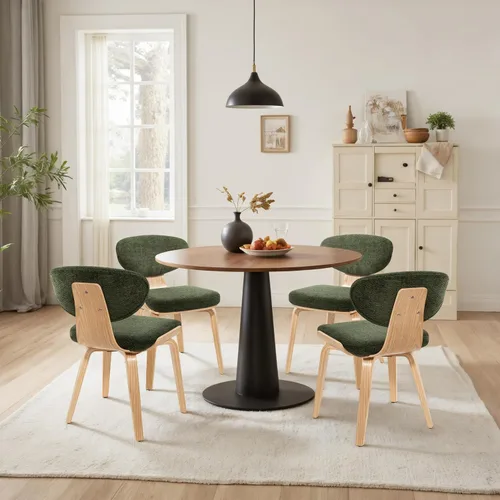 Miniatura 11 de Art Leon Juego de 2 sillas de comedor modernas de mediados de siglo, sillas de comedor tapizadas de piel sintética sin brazos con patas de madera
