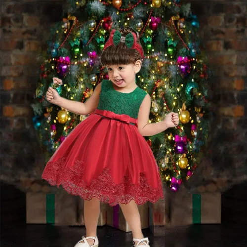 Miniatura 39 de Vestidos de encaje para concursos de niñas bebés de 0-2 años, vestido bordado para fiestas con diadema