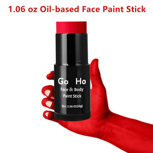 Miniatura 2 de Go Ho Barra de Pintura Facial Roja Mezclable en Crema (30 g), Maquillaje de Cuerpo Rojo de Cobertura Total para Adultos, Niños, Halloween, Cosplay