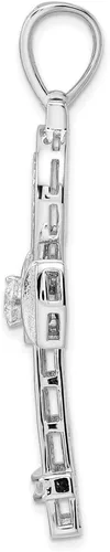 Miniatura 2 de Auriga Fine Jewelry Colgante de cruz Ankh de plata esterlina 925 con circonita cúbica rodiada para mujer (L-2.131 in, W-1.039 in), Metal, Circonita
