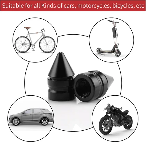 Miniatura 4 de SINGARO Tapones para válvulas de neumáticos de automóvil, 4 piezas universales de aleación de aluminio, accesorios para neumáticos antipolvo