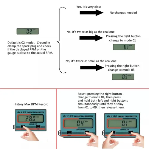 Miniatura 5 de Medidor digital de rpm, tacómetro de pulso de inducción, medidor de horas para motores pequeños, motosierras, cortadoras de césped, motocicletas