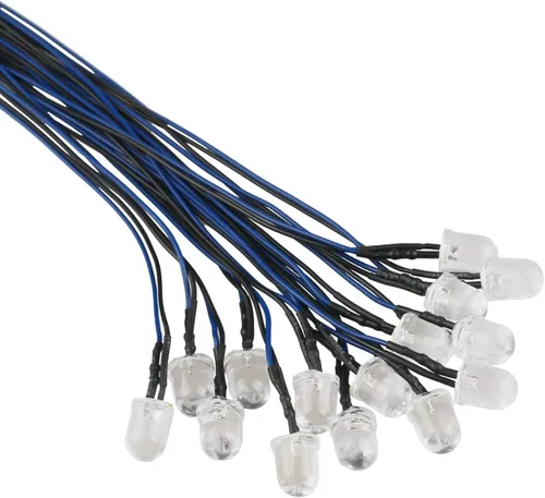 Miniatura 43 de 30 piezas de luces LED UV de 12 voltios, 3 mm, diodo emisor precableado, 20 cm, DC 12 V, lente transparente, luz LED ultravioleta, pequeñas lámparas