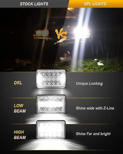 Miniatura 2 de SPL Faros delanteros LED aprobados por DOT de 60 W, 4 x 6 pulgadas, con DRL y haz sellado Hi/Lo para H4651 H4652 H4656 H4666 H6545 Freightliner