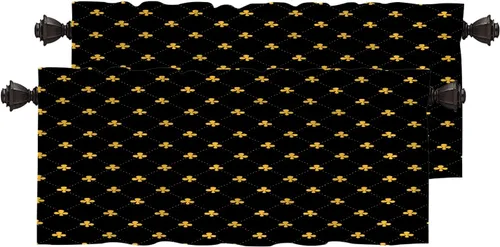 Miniatura 101 de Cortinas opacas de poliéster multicapa para cafetería, con diseño de diamantes, 2 unidades, 26 x 24 pulgadas
