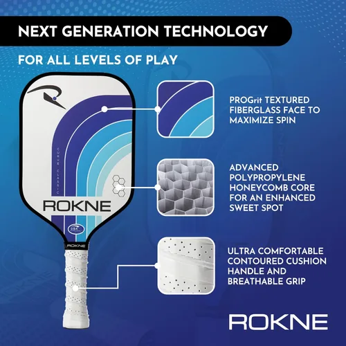 Miniatura 5 de ROKNE Curve Classic Pickleball Paddle Paletas de pickleball de fibra de vidrio aprobadas por USAPA Ingeniería de precisión y comodidad Textura