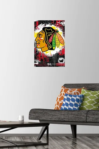 Miniatura 2 de Trends International NHL Chicago Blackhawks - Póster de pared con el logotipo Maximalist 23, 14.72 x 22.37 pulgadas, paquete de póster y alfiler