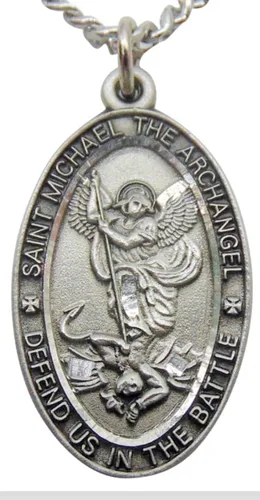 Miniatura 6 de Westmon Works Juego de medalla de San Miguel para niños, medallón colgante de peltre en un collar de cadena de acero inoxidable para confirmación