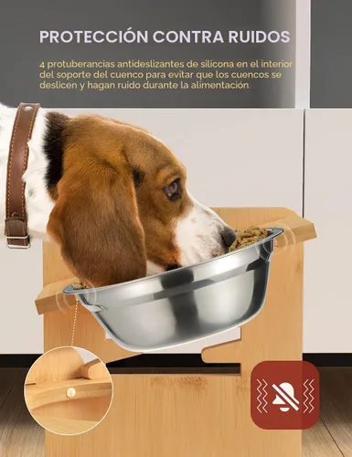 Miniatura 5 de Vantic Cuencos elevados para perros, soporte elevado ajustable para cachorros y gatos pequeños, alimentador de alimentos de bambú resistente