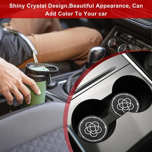 Miniatura 3 de Yourkar 2 piezas de portavasos para automóvil con estampado de vaca, portavasos antideslizantes para automóvil de 7 cm, tapetes para tazas