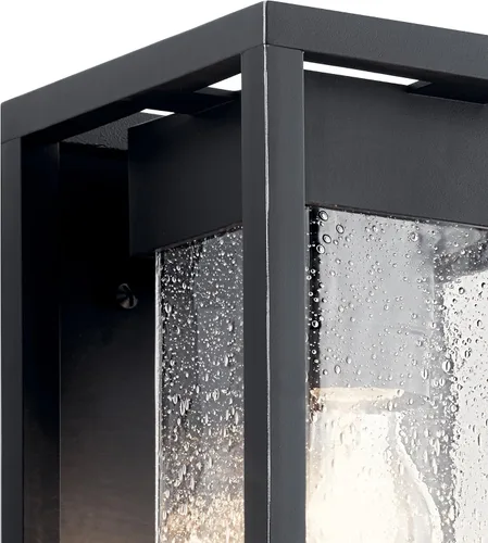 Miniatura 5 de Kichler Mercer 59060BSL - Lámpara de pared para exteriores de 12 pulgadas en color negro, aplique de pared exterior de 1 luz con vidrio transparente