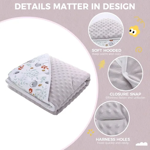 Miniatura 3 de Miracle Baby Manta para asiento de automóvil, manta de algodón transpirable de 2.5 TOG con arnés de 3 puntos, envoltura suave de lunares Minky