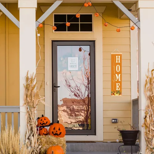 Miniatura 5 de Pancartas con texto en inglés «Happy Fall Y'all», pancarta de otoño para exteriores, decoración de cosecha de calabaza, decoraciones de Acción
