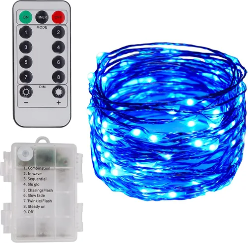 Miniatura 10 de Twinkle Star - Cadena de luces de hadas, 100 LED de 33 pies, funciona con pilas, impermeables con control remoto, temporizador y 8 modos