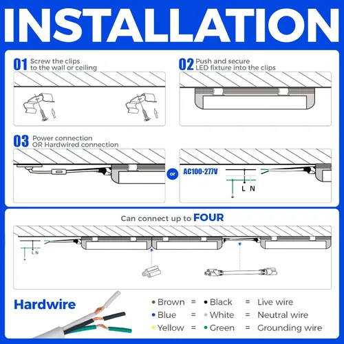 Miniatura 9 de Barrina Luz LED de tienda de 8 pies, 72 W, 10000 lúmenes, 6500 K, luces de tubo LED enlazables de cubierta transparente, lámpara T8 integrada, luces