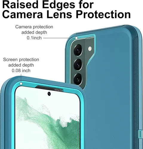 Miniatura 3 de Funda para Samsung Galaxy S22 Plus con protector de pantalla de TPU flexible autorreparable [2 unidades], 3 en 1, carcasa de cuerpo completo a Azul