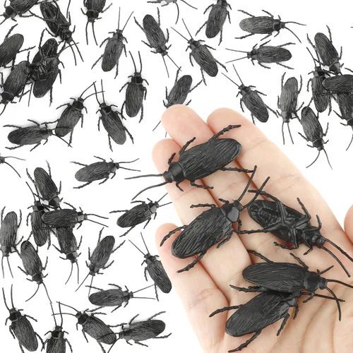 Miniatura 8 de Diueoly Cucarachas falsas, 100 piezas de cucarachas falsas de plástico, divertidos juguetes de chiste, cucarachas falsas realistas, bromas, regalos