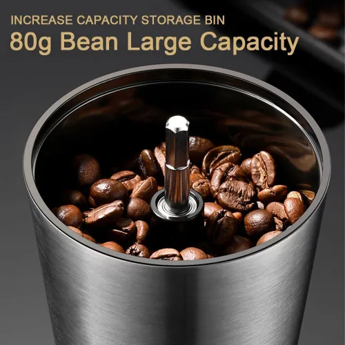 Miniatura 2 de Molinillo de café manual – 8 ajustes de grosor ajustables, molinillo de café de manivela, gran capacidad, molinillo de café de mano portátil