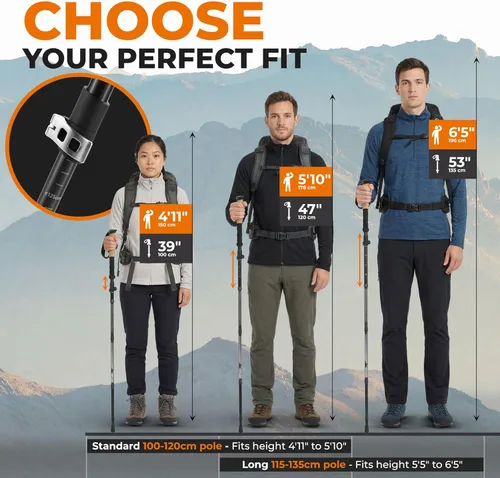 Miniatura 5 de Trekology Trek-Z - Bastones de senderismo y trekking plegables - Soporte de equilibrio para personas mayores, mujeres y hombres, 2 unidades por set