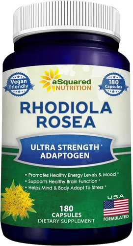 aSquared Nutrition Rhodiola Rosea Suplemento 1000 mg – 180 cápsulas veganas – Pastillas de extracto de raíz de Rhodiola de máxima fuerza que mejoran