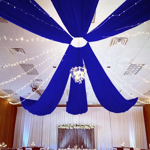 Miniatura 12 de FUHSY Cortinas de techo para arco de boda, tela drapeada, tela de gasa, cortinas de gasa burdeos para telón de fondo, 5 x 20 pies, 2 paneles