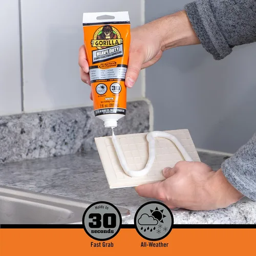 Miniatura 3 de Gorilla Adhesivo de construcción de gran potencia, pegamento blanco, tubo de compresión de 7 onzas (paquete de 1) - Relleno de espacios y resistente