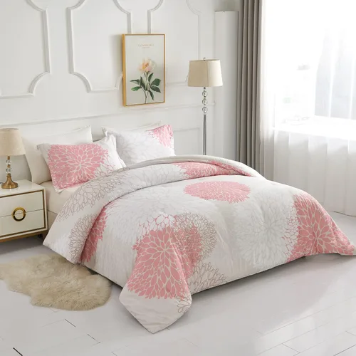 Miniatura 2 de Koniroom Juego de Edredón Twin - Juego de Edredón Floral Reversible Tamaño Twin, 2 Piezas Bonito Juego de Cama Twin de Flores y Plantas para Todas