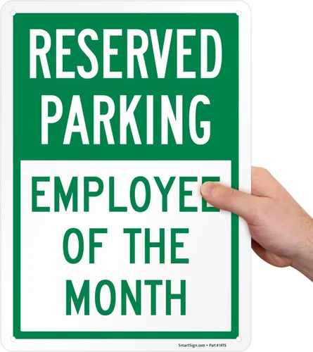 Miniatura 7 de SmartSign Letrero de estacionamiento reservado de empleado del mes verde/blanco, 10 x 14 pulgadas, aluminio laminado inoxidable de 40 mil, fabricado