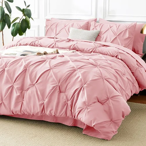 Miniatura 31 de CozyLux - Juego de ropa de cama con pliegues plisados de 7 piezas en una bolsa; edredón tamaño King para todas las estaciones, sábanas, fundas