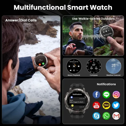 Miniatura 7 de KOSPET Tank T4 Reloj inteligente para hombre, todo de acero inoxidable, GPS de 6 satélites y mapas sin conexión, impermeable 100M 45m de buceo