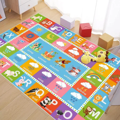 Miniatura 11 de ABC - Alfombra educativa del alfabeto, alfombra de juego de 4 x 6 pies para niños, sala de juegos, tapete antideslizante para niños y niñas Alphabet
