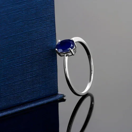Miniatura 13 de Gem Stone King Anillo de compromiso solitario con piedra preciosa de oro blanco de 10 quilates, ovalado, 0.27 x 0.19 pulgadas, anillo de promesa