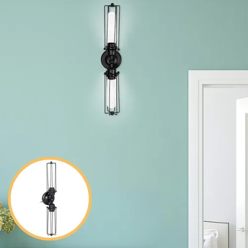 Miniatura 9 de Lámpara de pared de hierro industrial vintage de doble cabeza para pasillo, dormitorio, bar y sala de estar, elegante iluminación de pared