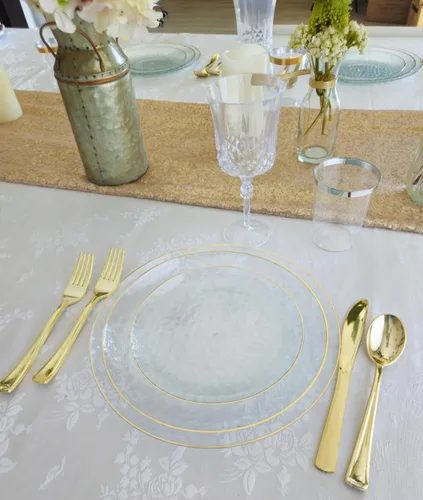 Miniatura 4 de Ocasiones" Paquete de 50 platos (25 invitados) - Juego de platos de plástico desechables para fiestas de boda pesados, cena de 25 x 10 pulgadas +