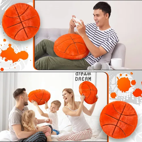 Miniatura 5 de Gerrii 4 almohadas deportivas de baloncesto, softbol, fútbol, voleibol, tenis, cojín de felpa esponjoso, regalo para noche de personas mayores