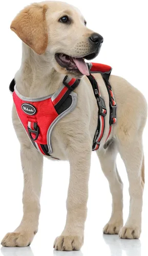 Miniatura 9 de Mihachi Arnés para perro a prueba de escapes, arnés para perro sin tirones con asa, suave acolchado reflectante y ajustable de cuerpo completo