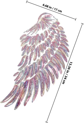 Miniatura 2 de 2pcs Sequin Wing Appliques Embroidered Angel Wing Sewing Patches Clothing Decor Accessories for DIY Garment Craft Embellishment