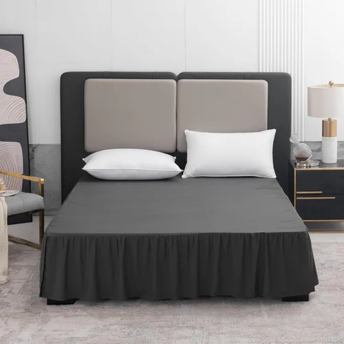 Miniatura 5 de TSUTOMI Falda de Cama Negra Tamaño Twin con Volantes y Esquinas Divididas, Falda de Cama Twin Caída de 12 Pulgadas, Falda de Cama Tamaño Twin Negra