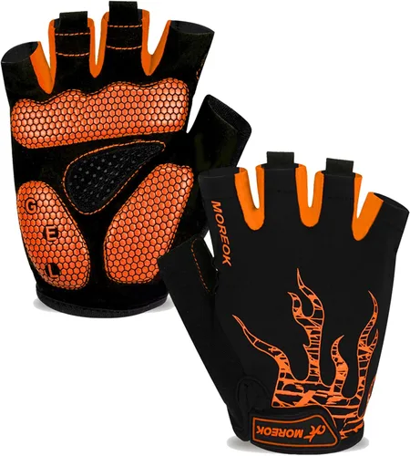 MOREOK - Guantes para bicicleta de montaña (MTB) y ciclismo de descenso (DH), para hombres, de medio dedo, con almohadilla de gel que absorbe los